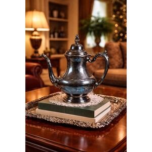 Vintage Oneida Silver Plated Teapot with Hinged Lid | 9" Classic Tea Server